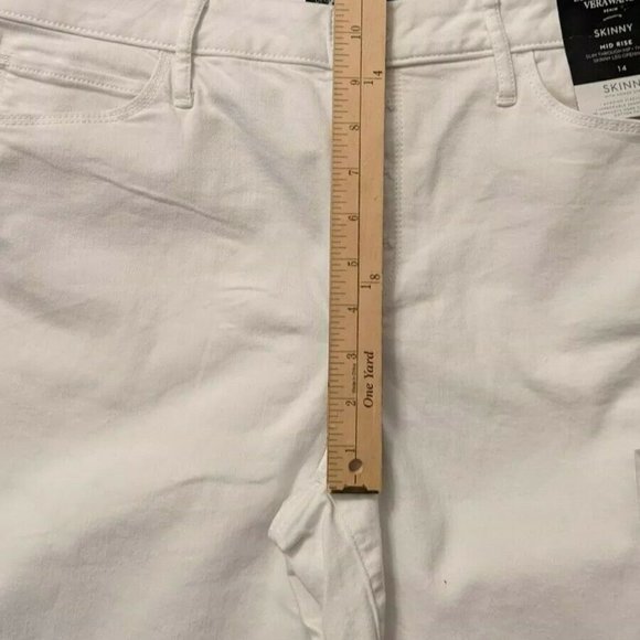 Simply Vera Wang Button Fly Skinny Mid-rise White Denim Jeans Size 14 - Picture 10 of 12